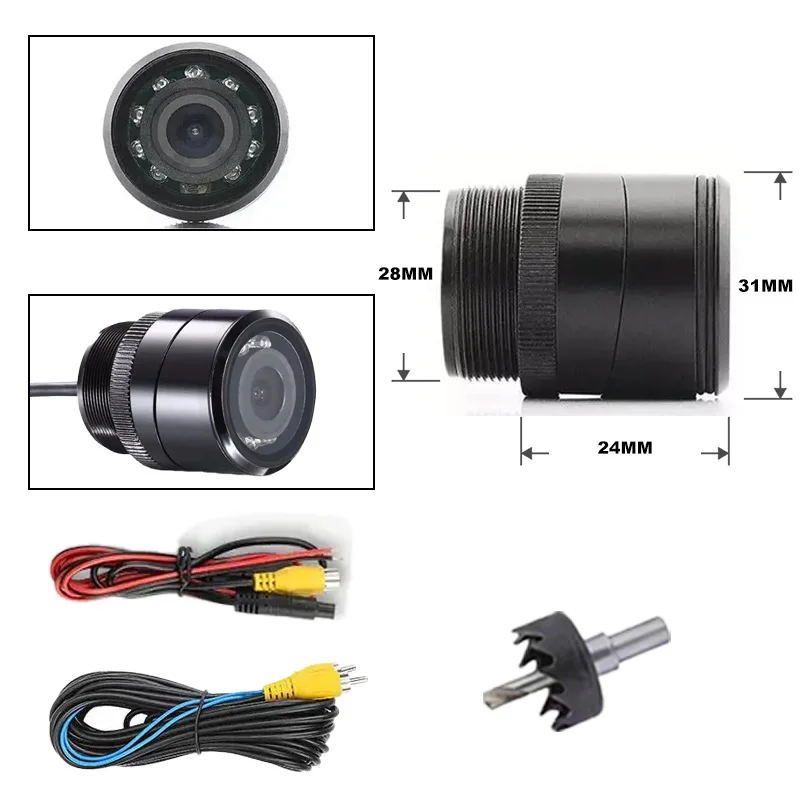 전문가용 28mm CCD 차량 후방 카메라 170 ° 광각 IR 야간 투시 방수 후방 카메라 (견인봉 및 범퍼 장착용)