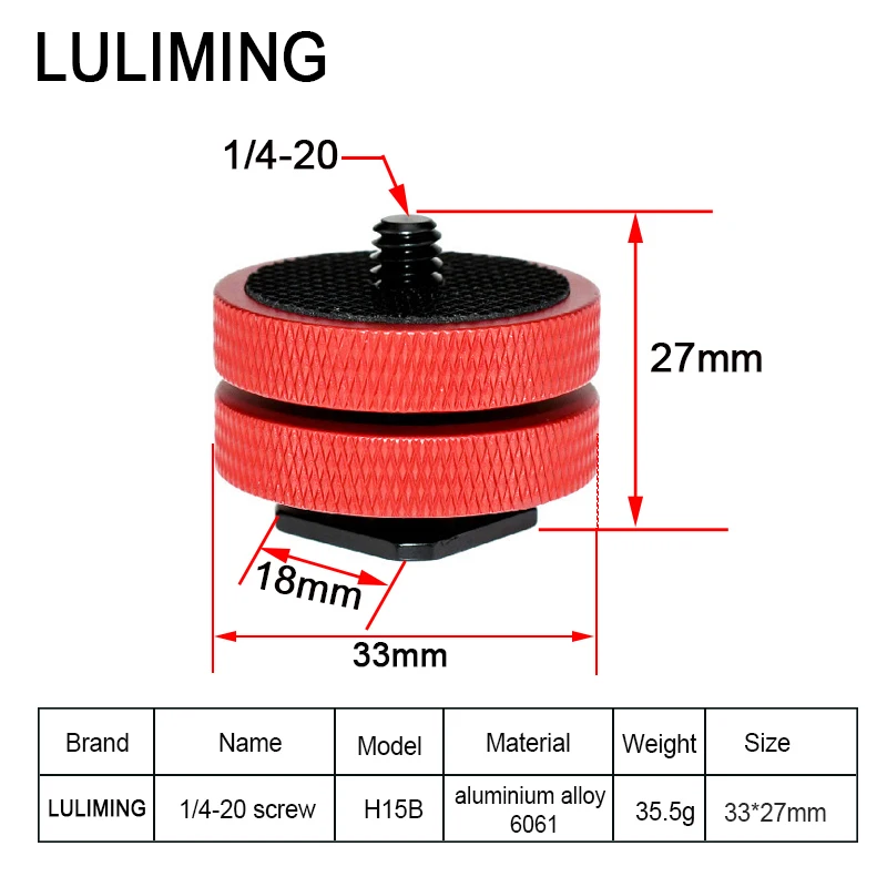 1/4 Double-layer Hot Shoe Seat Camera Screw Metal Hot Shoe Base Conversion Screw SLR Camera Flash Photography Accessories