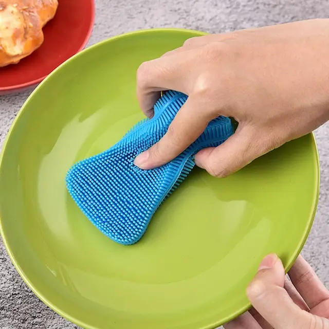 Cleaning Tool Double Sided Silicone Dishwashing Brush Soft Reusable Washing Cleaning Brushes Flexible Cleaning Brush Kitchen 4