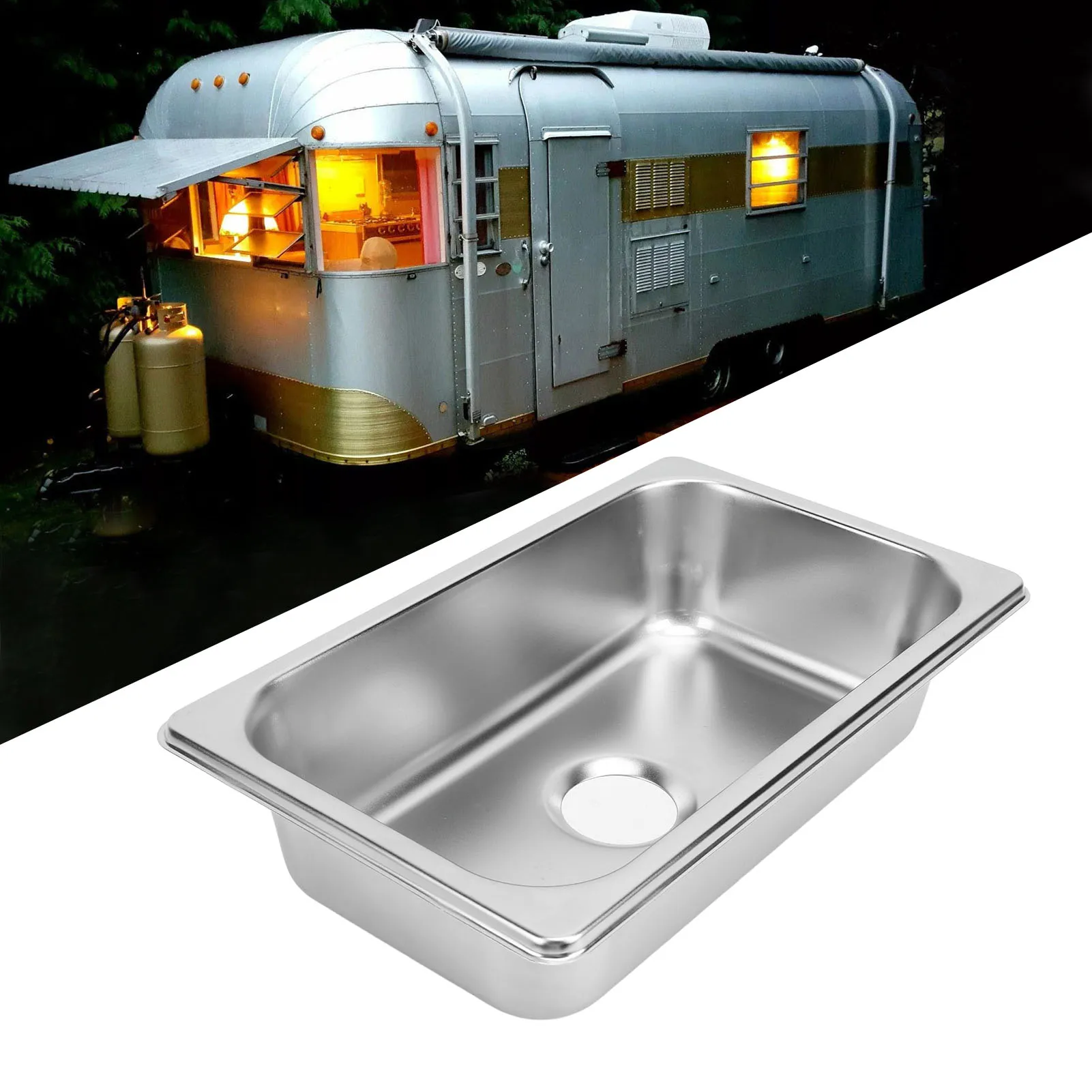 RV 304 Stainless Steel Sink 265x162x65mm Anti Deformation Rust Resistant for Boat Caravan Yachts Boats RV Hand Wash Basin