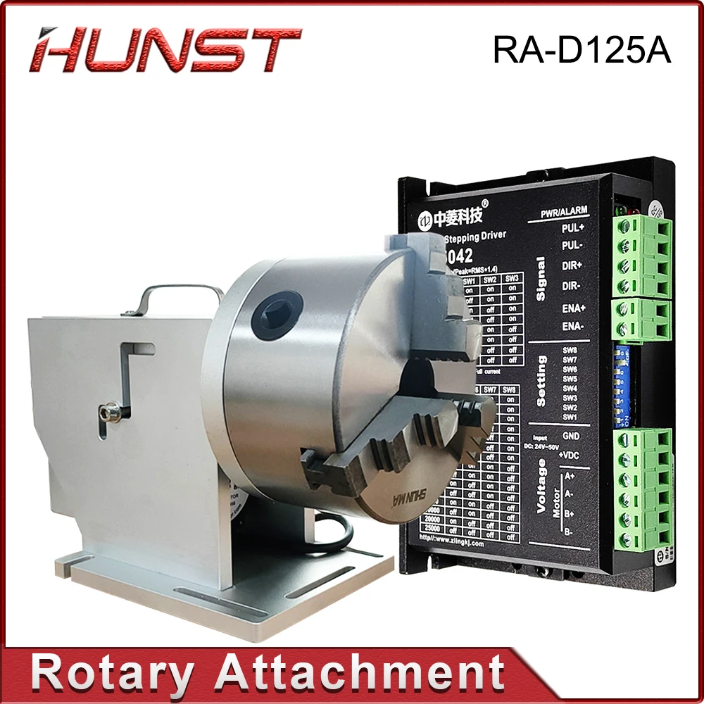

Hunst Rotary Worktable Chuck Diameter 125mm Rotary Attachment with Driver DM5042 for CO2 UV Fiber Laser Marking Machine