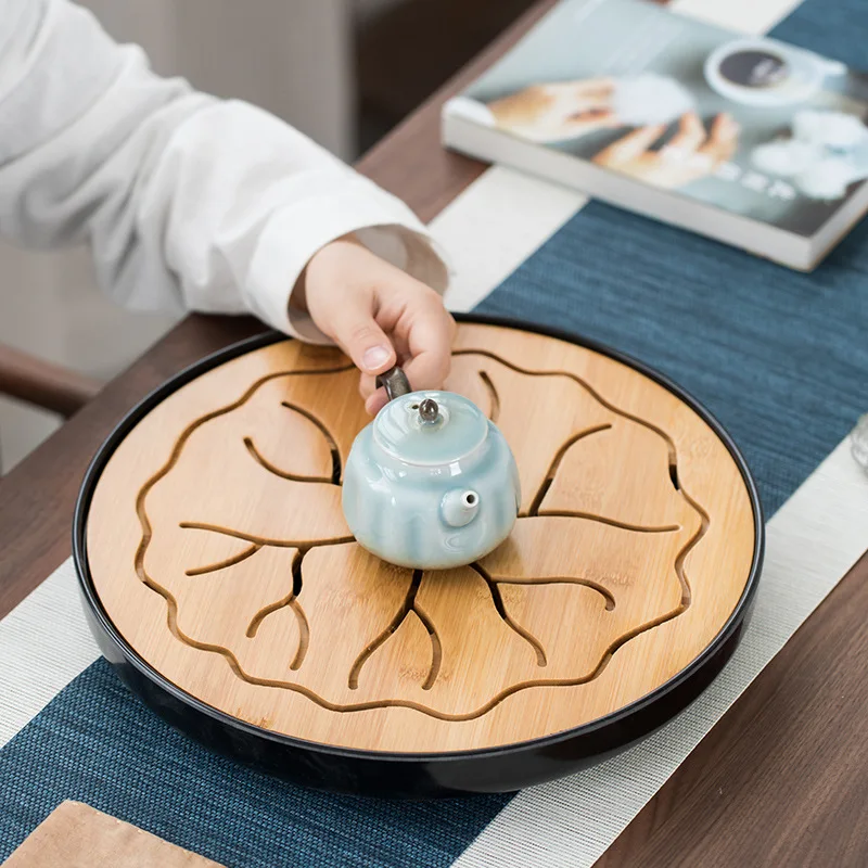 Description Picture 4 of itemTea Tray Tray Office Household Simple Mini Set Melamine Dry Brewing Water Storage Small Tea Table Japanese-style Bamboo Tea Tray