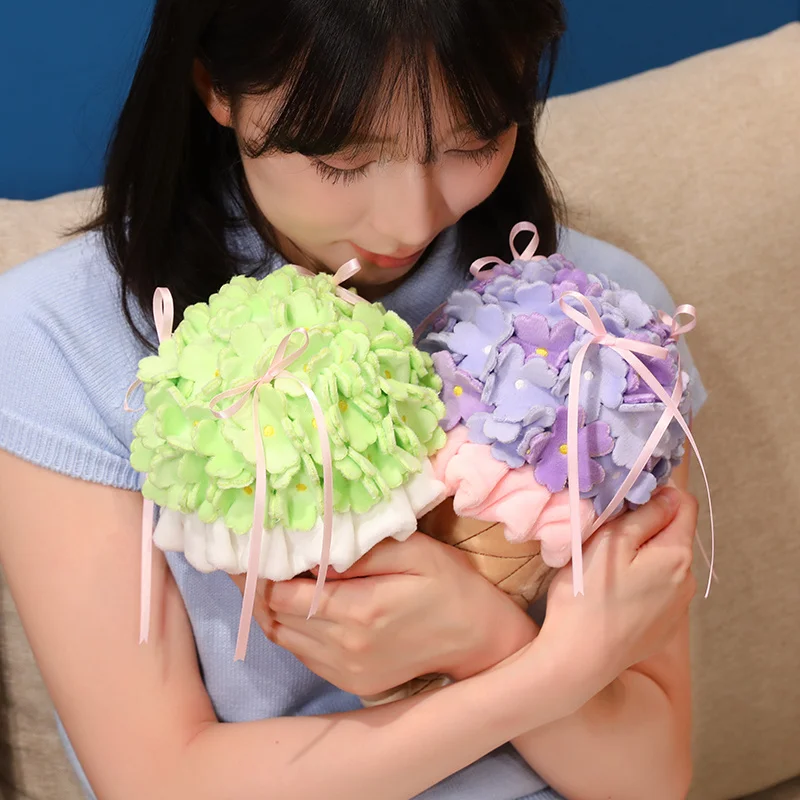 아이스크림 플러시 꽃다발 부드럽고 푹신한 봉제 튤립 데이지 인공 꽃 발렌타인데이 어머니날 선물 홈데코