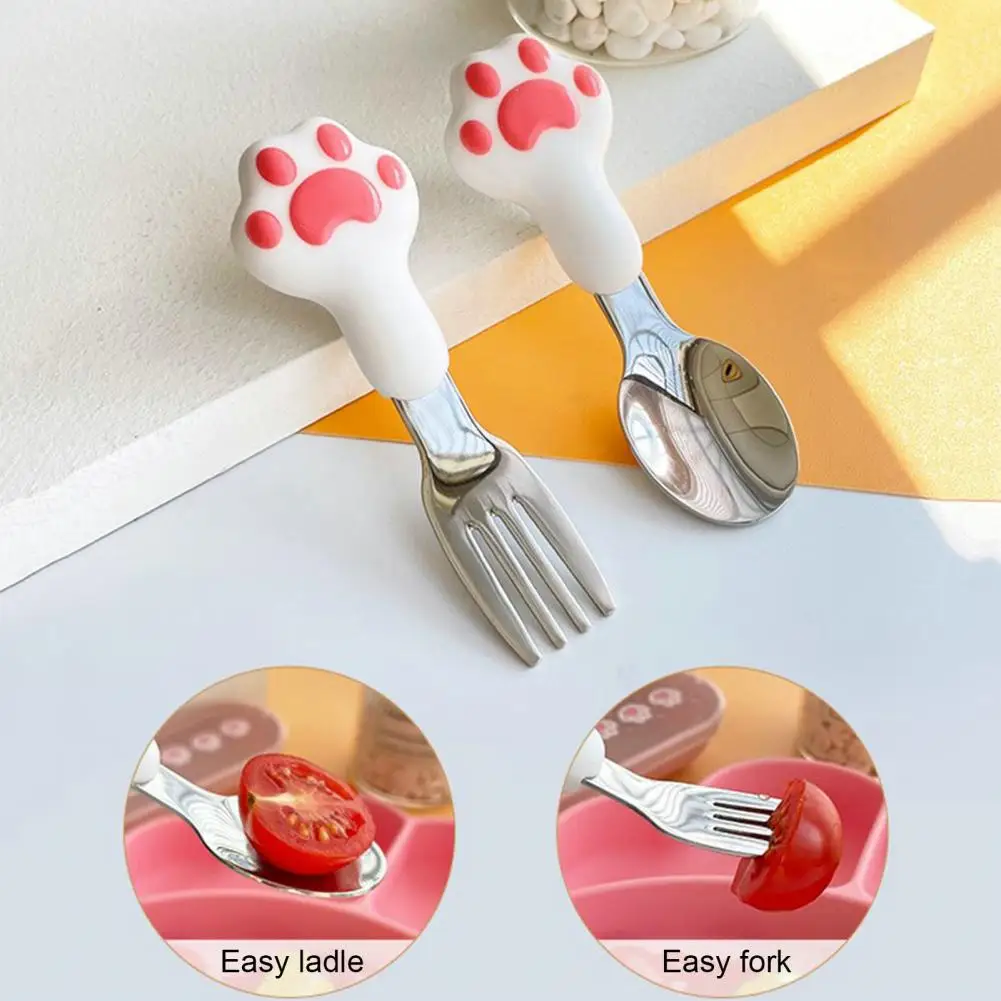 Cartoon Spoon Cute Cat Paw Design Mini Spoon/Fork Mini Dessert Feeding Spoon Baby Cartoon Cutlery Baby Tableware Daily Use