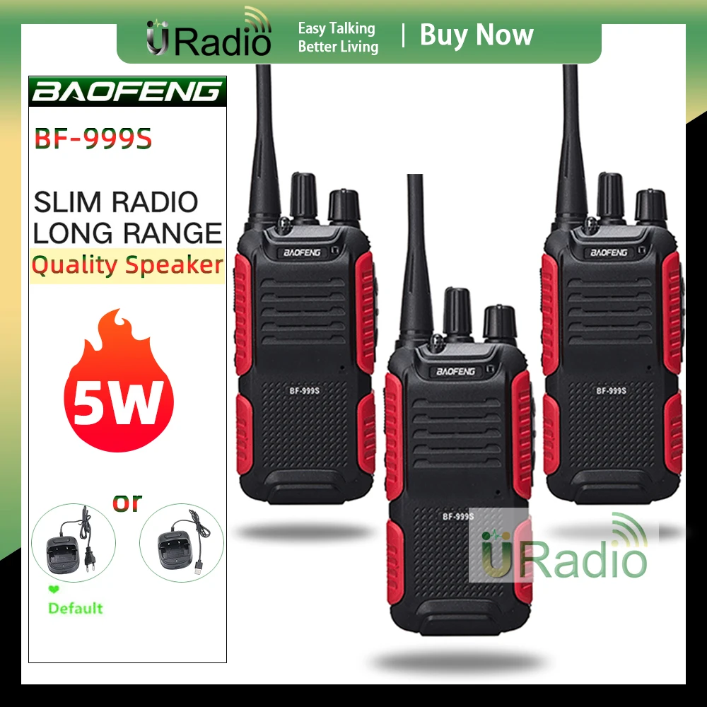 Walkie-Talkie Baofeng 999S Walkie Talkie 3 Pezzi Set 5W Trasmettitore Radio Bidirezionale A Lungo Raggio Amatoriale Ham Walkie-Talkie Upgrade