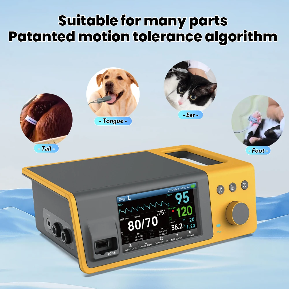Veterinary Monitor Multiparameter Patient Monitor NIBP SpO2 PR TEMP Monitoring M