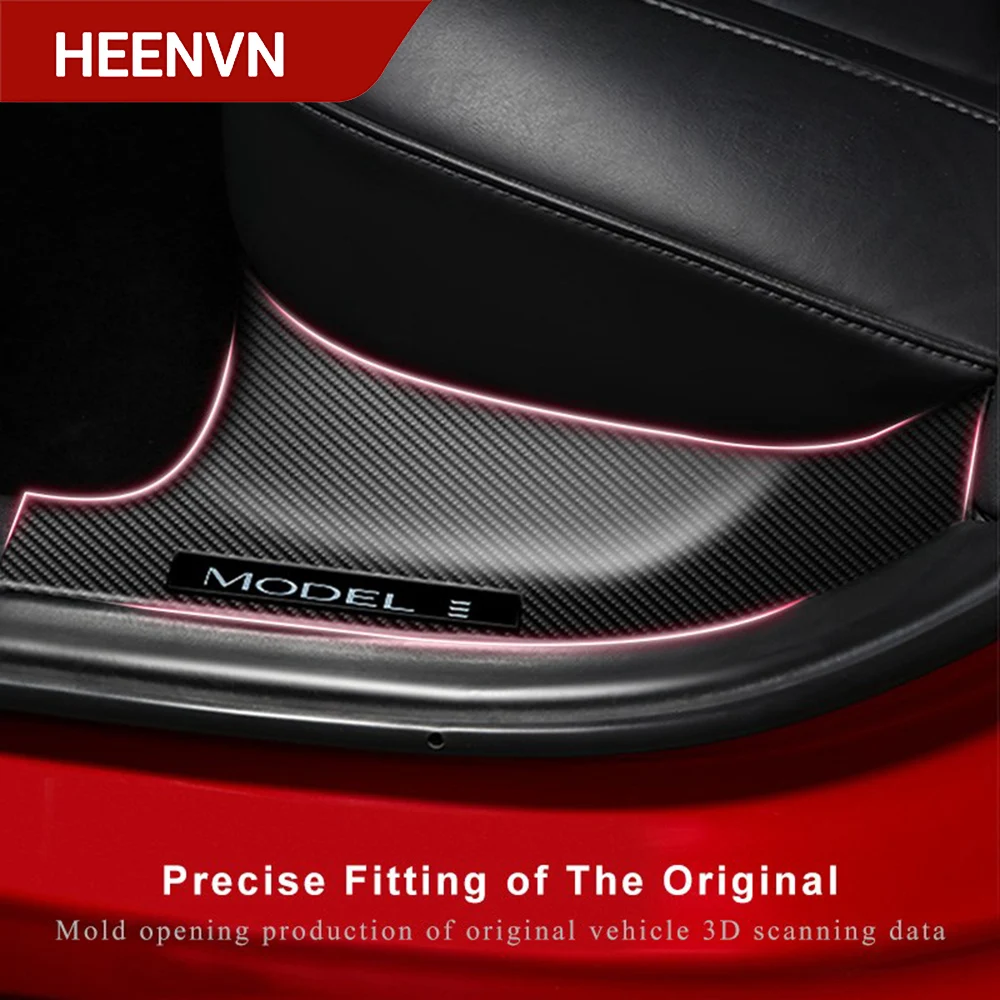 

New Internal&External Door Sill Guard For Tesla Model 3 Y ModelY 2022 Accessories Carbon Fiber Pattern Threshold Strip Sticker