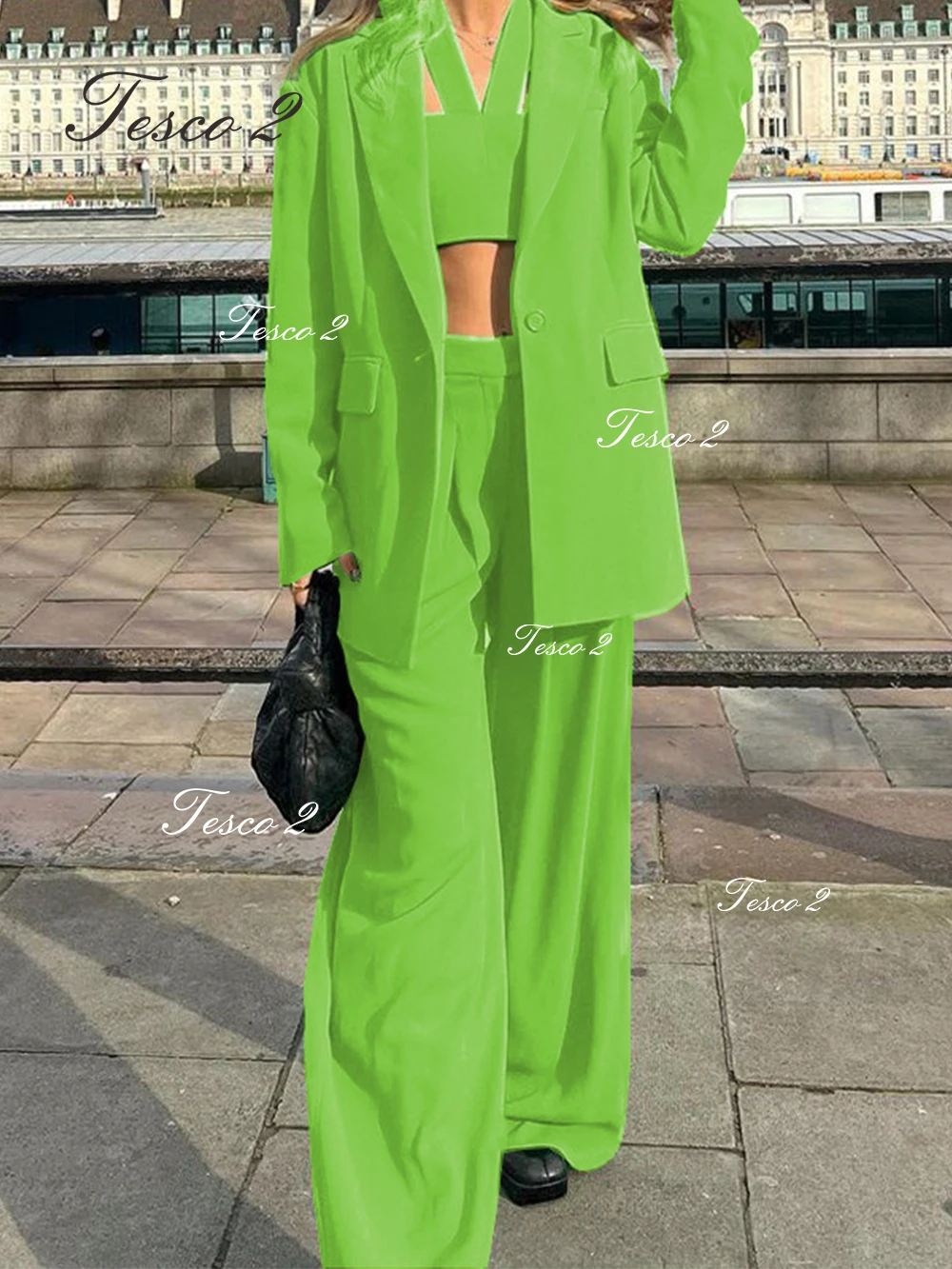 Green Women Suit Chic And Elegant Woman Set  Relaxed Leisure Women Suit 2 Piece Jacket Blazer Pants For Spring Wear