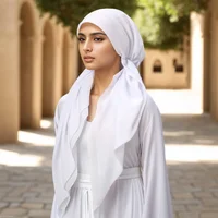 New Solid Hijabs Elastic Headband Cap for Woman Muslim Hijab Hat Fashion Instant Scarf Islamic Turban Bandana Head Wrap 75*25Cm