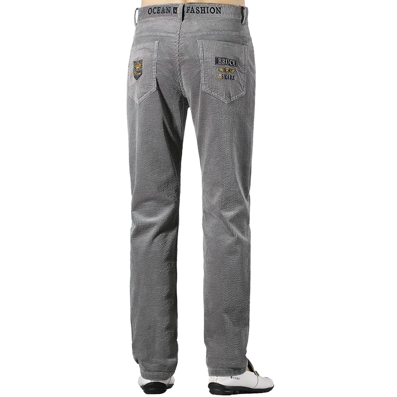 New Winter Men's Corduroy Casual Full Pants Bruce&Shark Fashion Stretch Men's Trousers Loose Mid Waist Thick Cotton Size 28 - 40 4
