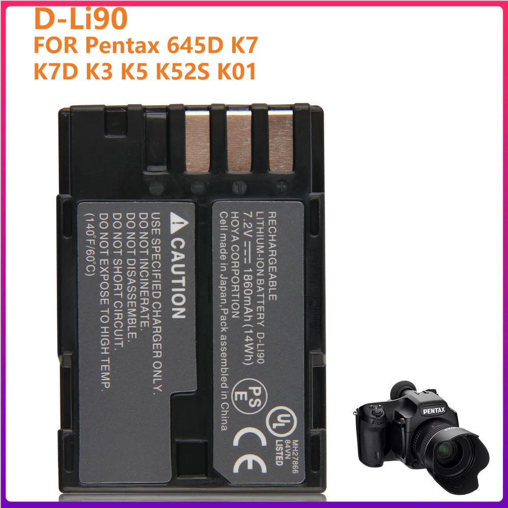 Batteria Originale D-Li90 Per Pentax 645D K7 K3 K5 K7D K52S K01 Autentico Batteria 1860Mah