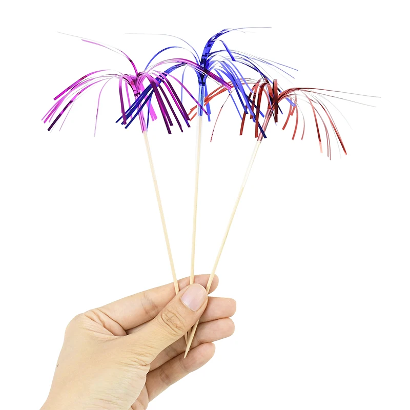30/60 Stück Bunte Holz Feuerwerk Kuchen Topper Bar Party Feuerwerk Obst Zahnstocher Kuchen Dekor Hochzeit Geburtstag Cupcake Picks – Detail 4