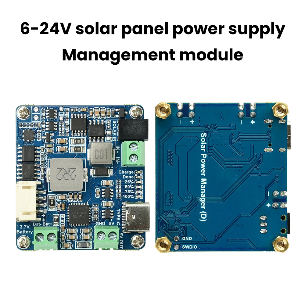 Advanced MPPT Solar Power Manager Module for Efficient Li-Battery Charging with 5V 3A Output from 6~24V Solar Panels