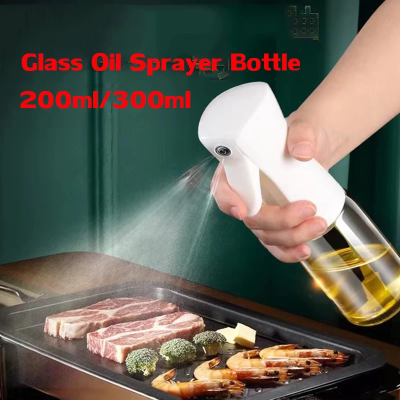 

200/300ml Glass Oil Sprayer Bottle Home Kitchen Cooking Oil Dispenser Fitness Fat Loss Camping BBQ Vinegar Sauce Sprayer Bottle