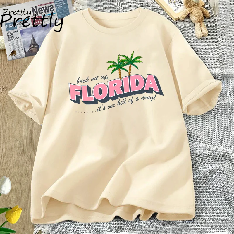 플로리다의 한 지옥 티셔츠, 트렌디한 코튼 반팔 티셔츠, TTPD 고문 시인 부 티, 여성 의류, 여름