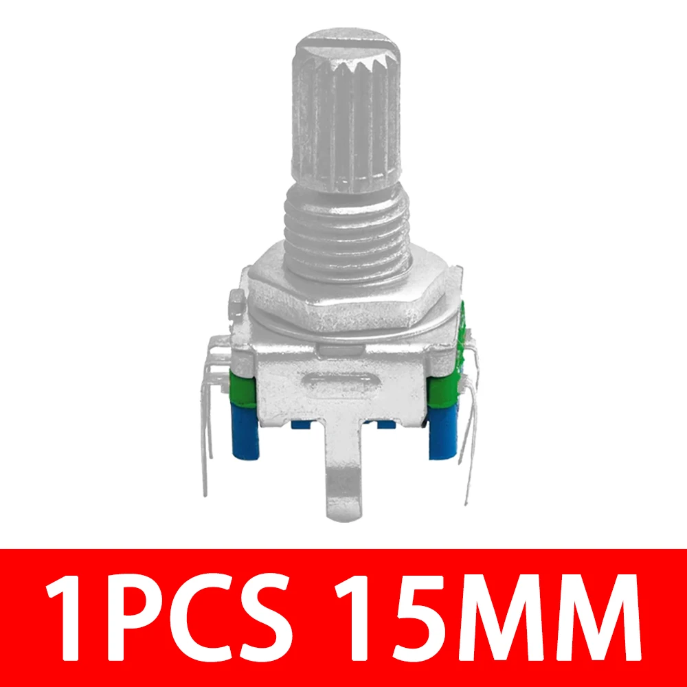 10 Pezzi Encoder Rotativo EC11 Con Interruttore | 15mm, 5V DC | Potenziometro Digitale Per Audio E Arduino | Blu E Argento