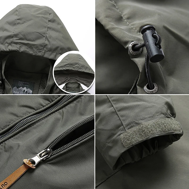 Men Flight Windbreaker Military Field Jackets Hunting Army Clothes Outerwear casual Winter Autumn Waterproof Pilot Coat Hoodie