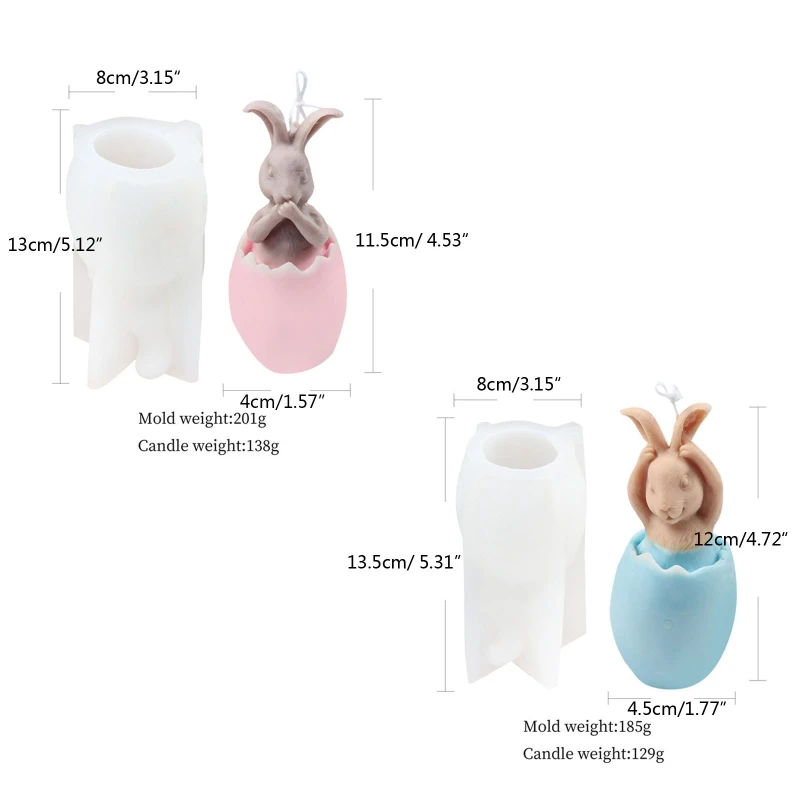 Y4QE Easter Eggshell Rabbit Art Silicone Mold Craft Molds Diy Handmade Soap
