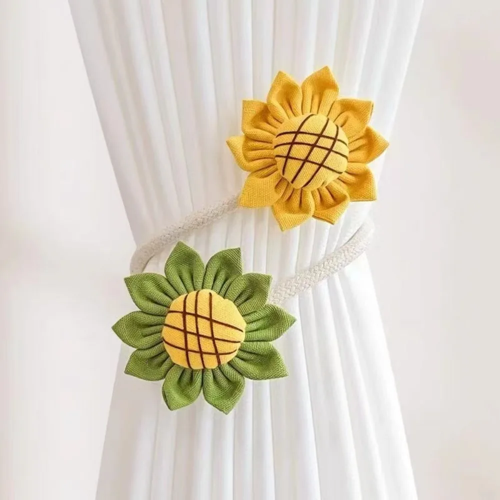 1Pcs Romantic Sunflower Curtain Tieback Twist Band Flower Shape Window Curtain Buckles Strap Rope Holders