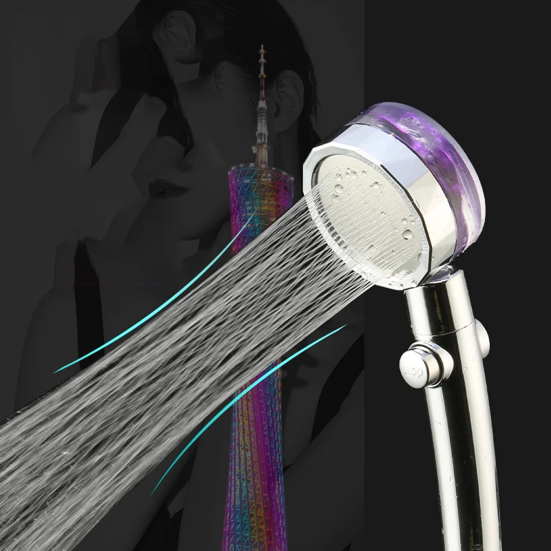 New Turbo Propeller Water Saving Shower Head High Pressure Power Hand