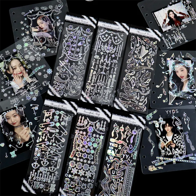 New Arrival Dark Style 1/4/9pc/8pc/6pc Full Set Series Decorative Stickers Kawaii Kpop Idol Card Album Sticker Korean Stationery 6 pcs pack