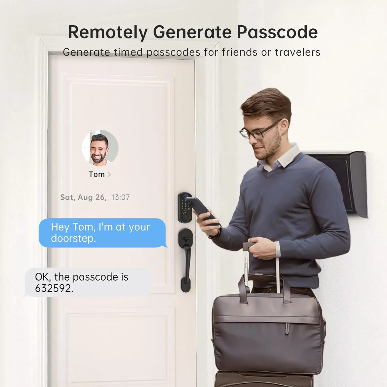 Entry Fingerprint Deadbolt with Handle Set Electronic Digital Keypad Door Locks APP