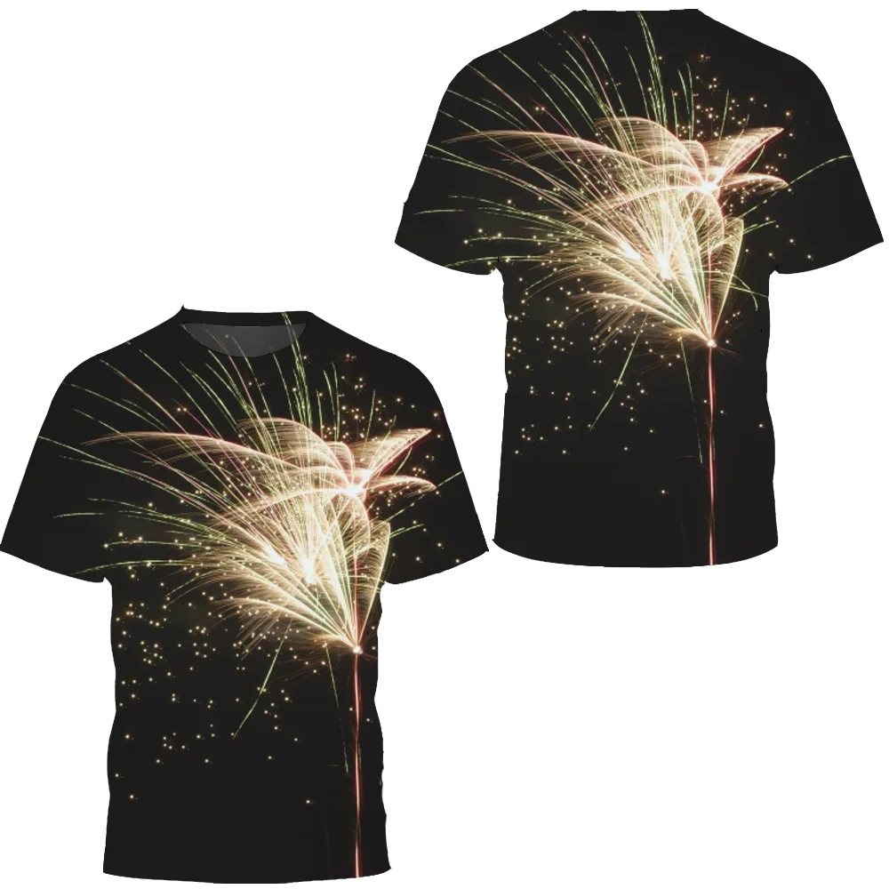 

Мужская футболка с коротким рукавом и круглым вырезом, с 3D-принтом фейерверка