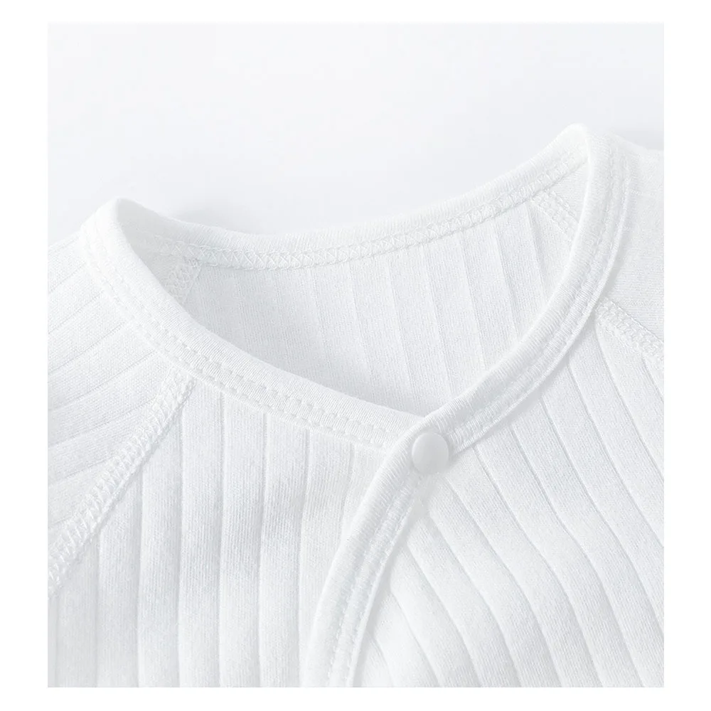 Boys Girls Jumpsuit 100% Pure Cotton Newborn Baby Long Sleeved Jumpsuit Embroidered Baby Solid Color Knitted Thin Jumpsui
