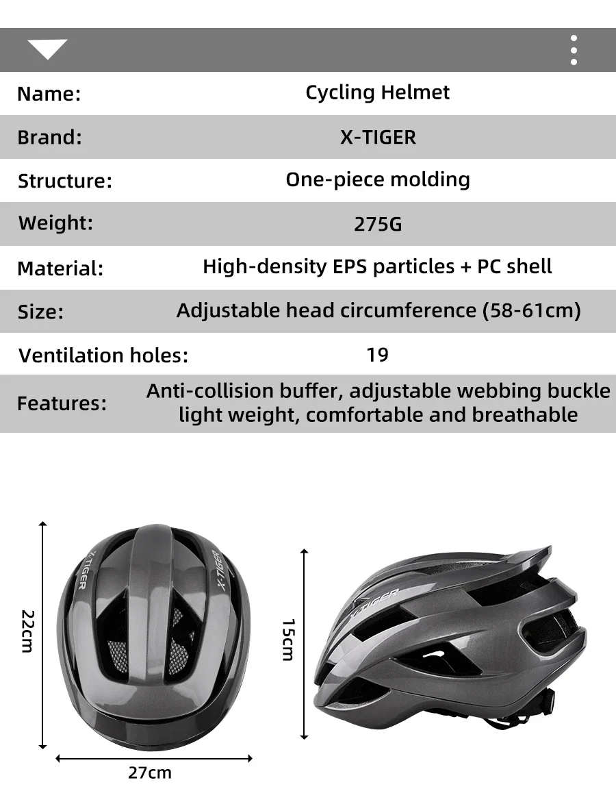 Description Picture 4 of itemX-TIGER Cycling Helmet Sports Lightweight Protective Helmet Mountain Bike Road Bike Safety Helmet Motorcycle Helmet Helmet