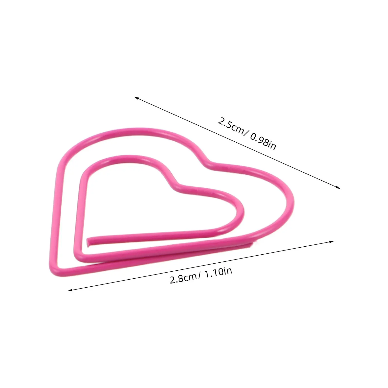 100Pcs 금속 하트 종이 클립 사랑 하트 모양의 종이 클립 플래너 저널 페이지 북을위한 세련된 장식 노트 클립