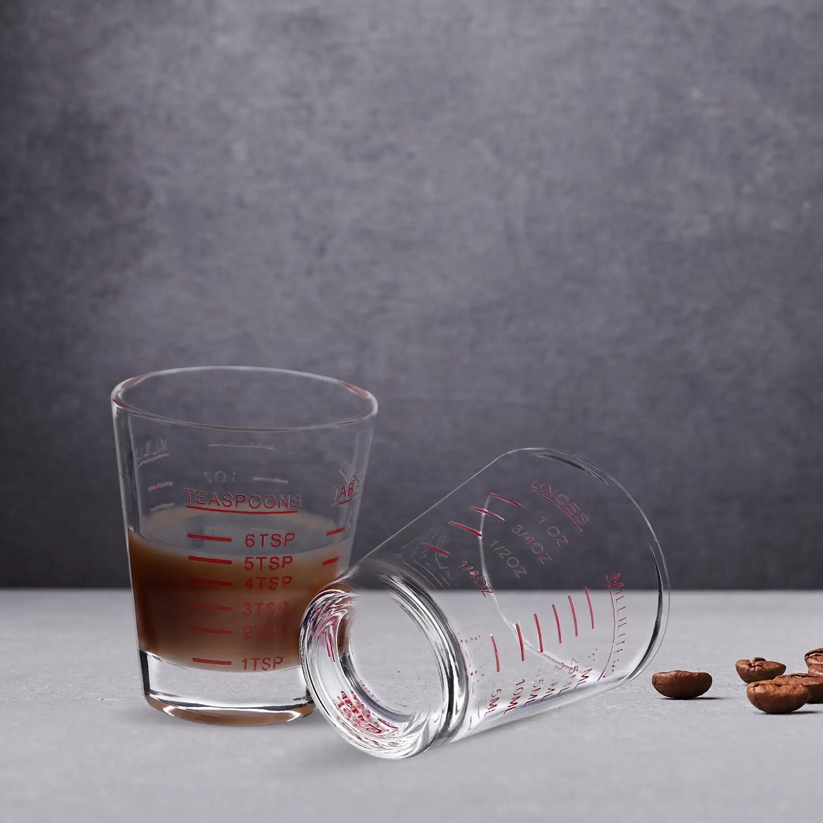 2pcs glass coffee mugs Shot Measuring Cup Measuring Glass Drinking