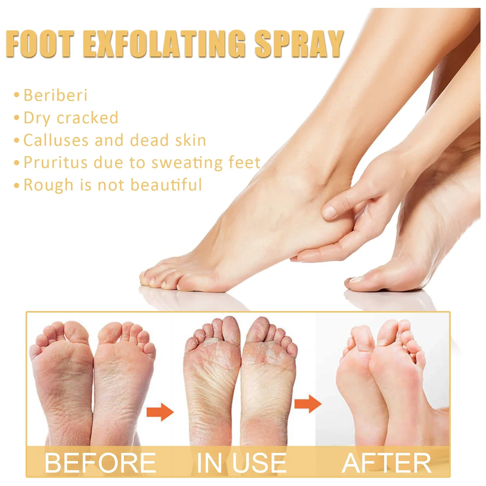 Description Picture 2 of itemDeep Clean Foot Exfoliating Spray Moisture Lock Callus Softener Anti Dry Crack Repair Odor Control Brightening Foot Care Liquid