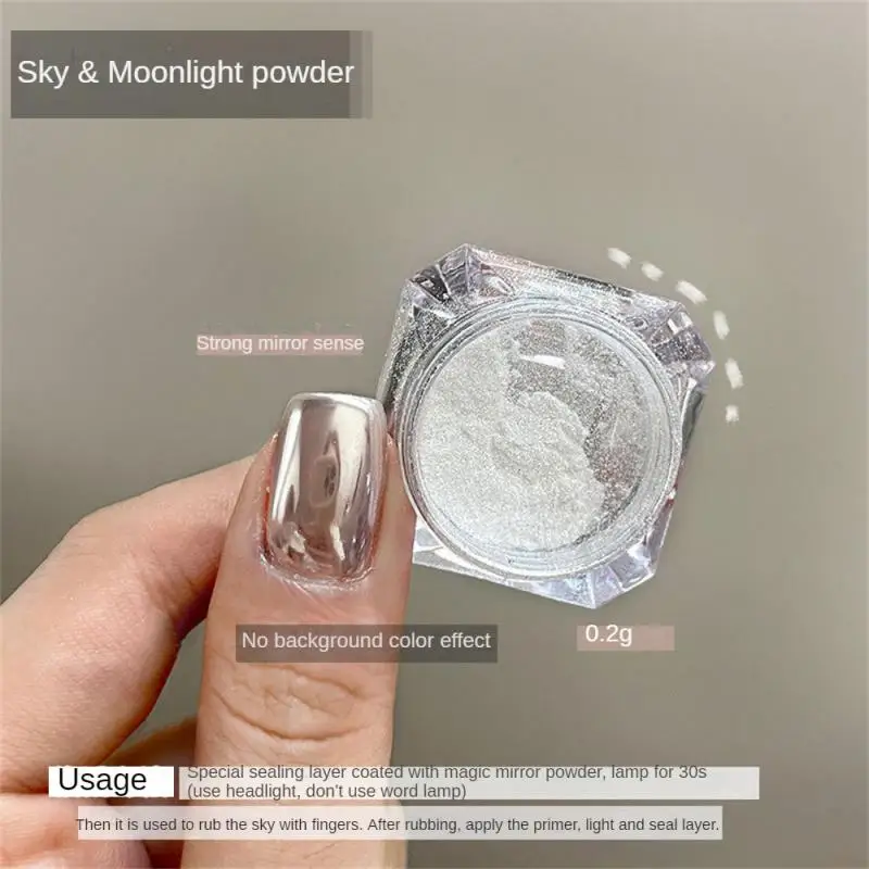 Specchio Nail Powder Shiny Fairy Aurora Powder Glitter Moonlight White Dust Chrome Manicure Decorazioni Olografiche Strumento Per Nail Art
