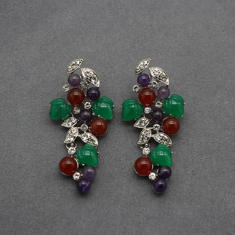 

Duobao Pearl Colorful Grape Vine Earrings