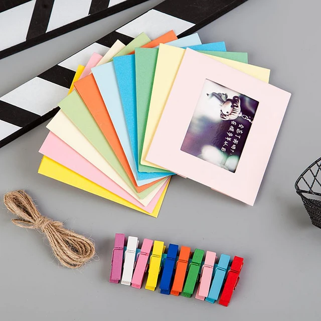 Paper Photo Frames,  Cardboard Picture Hanging Kit, With Wooden