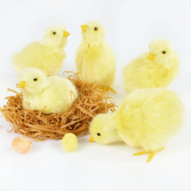 Simulation Lovely Chick Happy Easter Ornaments Plush Yellow Chick For Easter Party Home Decor Kids Gifts Toy Plush Animal Dolls