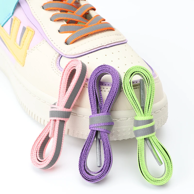 

1Pair Reflective Shoelaces For Running Shoes Glowing Fluorescent Shoestring For Flat Casual Kids Adults Safty Shoes Accessories