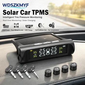 Sistema di Monitoraggio della Pressione degli Pneumatici (TPMS) con Ricarica Solare, 4 Sensori Interni/Esterni, Display in Tempo Reale, Allarme Automatico, Accessori Auto