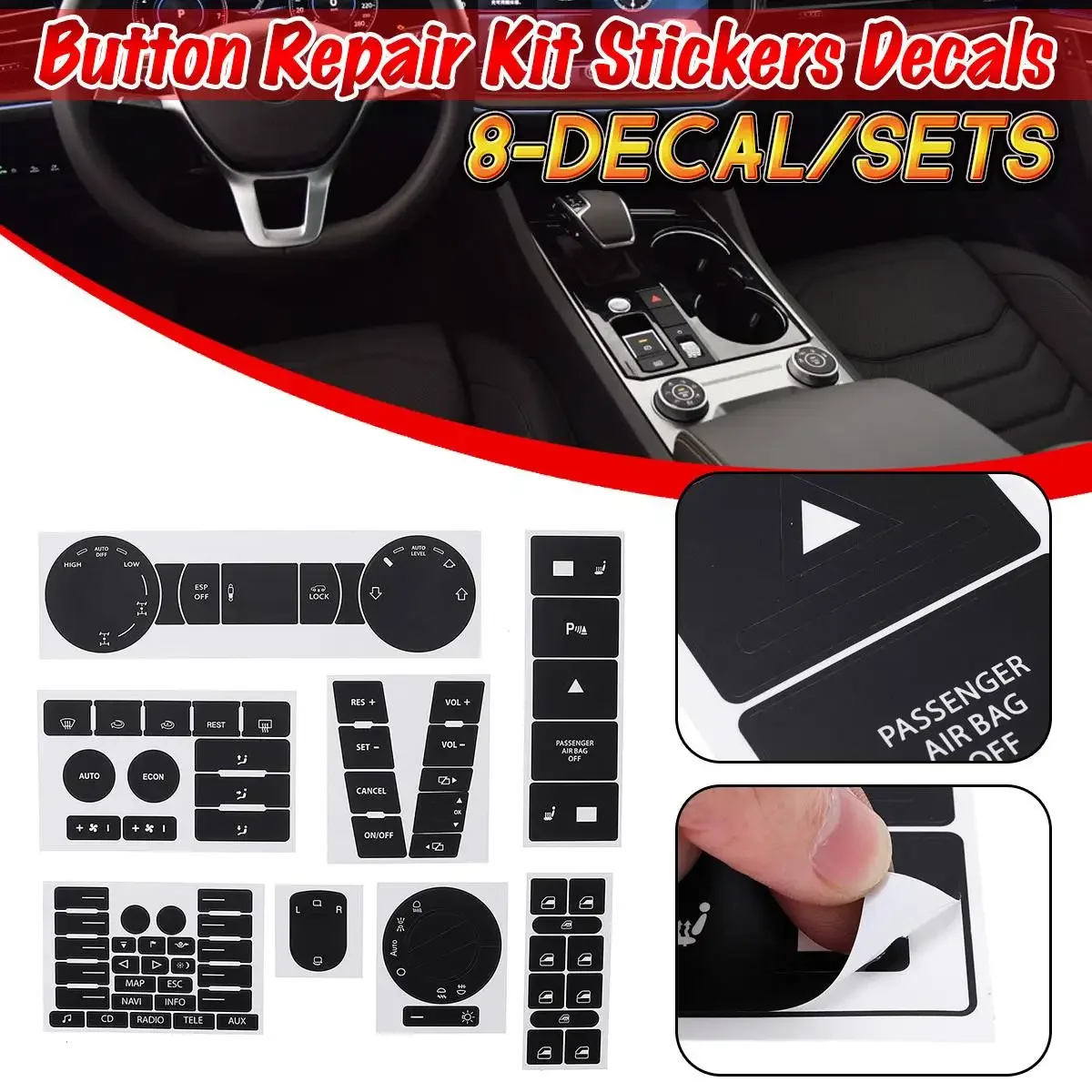 

8 шт., наклейки на руль автомобиля Volkswagen Touareg 2004-2009