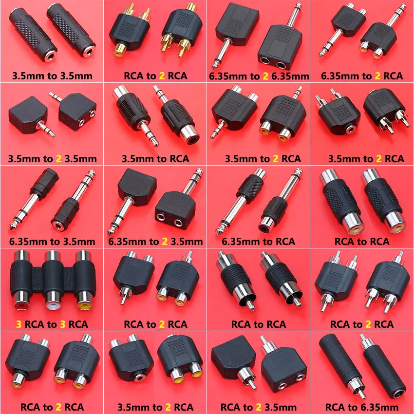 

Cltgxdd 2PCS 6.5mm male to 3.5mm Audio Stereo Jack Female To 2 RCA Male Audio Jack Connector Adapter Converter for Speaker