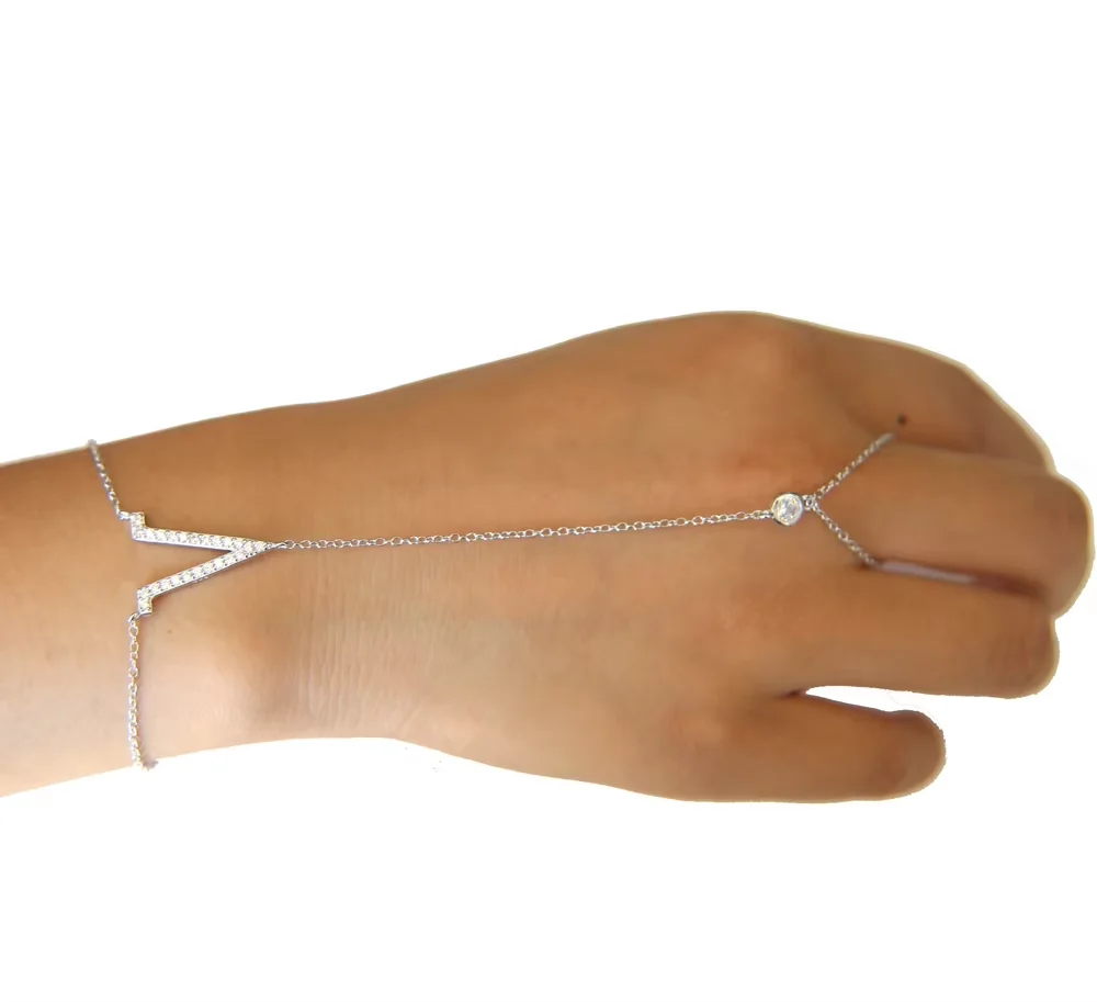 Real 100% 925 Silver Slave Chain Bracelet Connected Finger