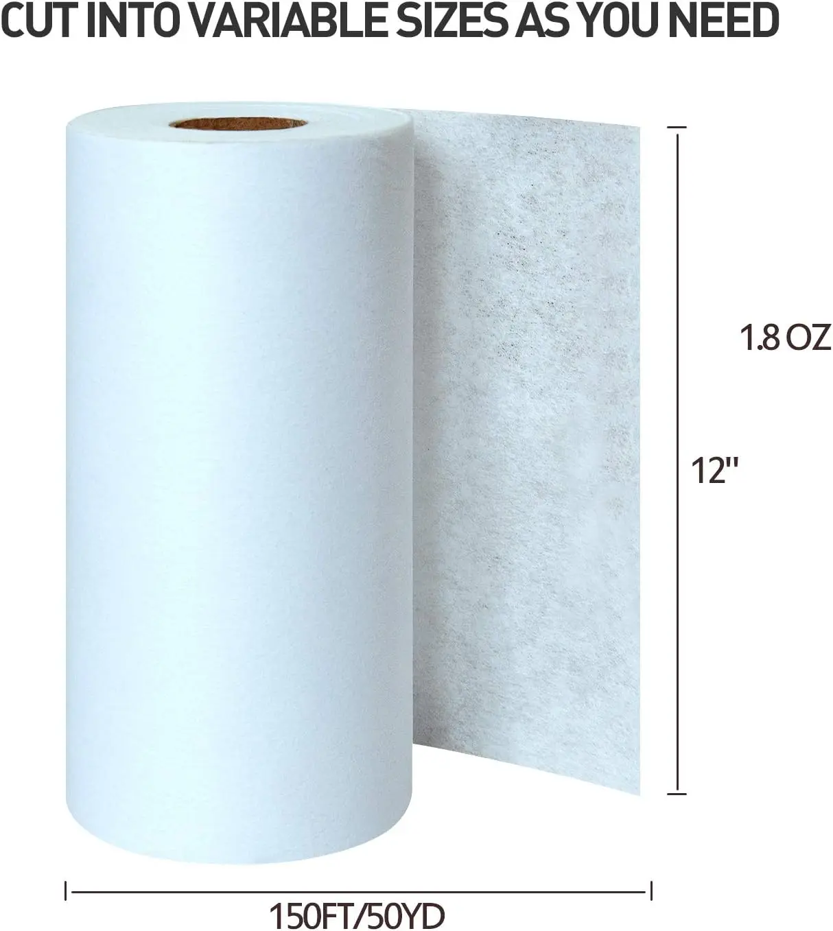 Tear Away Stabilizer Backing, 12" x 50 & 10" x 50 Yd Roll, Medium Weight 1.8 oz-for Machine Embroidery & Hand Sewing-Pre-Cut