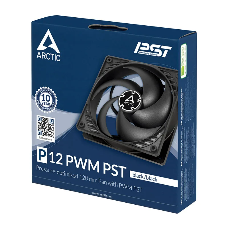 Arctic P12 Pwm Pst 12cm Case Ventilador 120 mm pc Cpu Cooler Ventilador de Refrigeração 1800 Rpm 4pin Pwm Controle Temperatura Preto Branco Ventiladores e resfriadores - Imagem 4