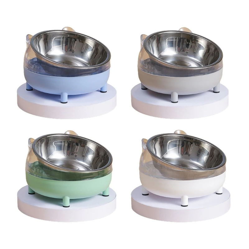 Elevated Bowls Dogs Stainless Steel Tilted Raised Food Feeding Dish