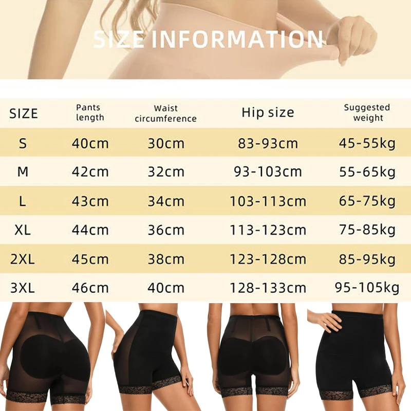 Women Butt Lifter Panties Padded Shapewear Hip Enhancer Pads Shorts Seamless Underwear Tummy Control Boyshorts Female Underwear