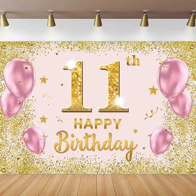 Pink Sweet 13th Backdrop Happy Birthday Party Girls Photo Background Banner