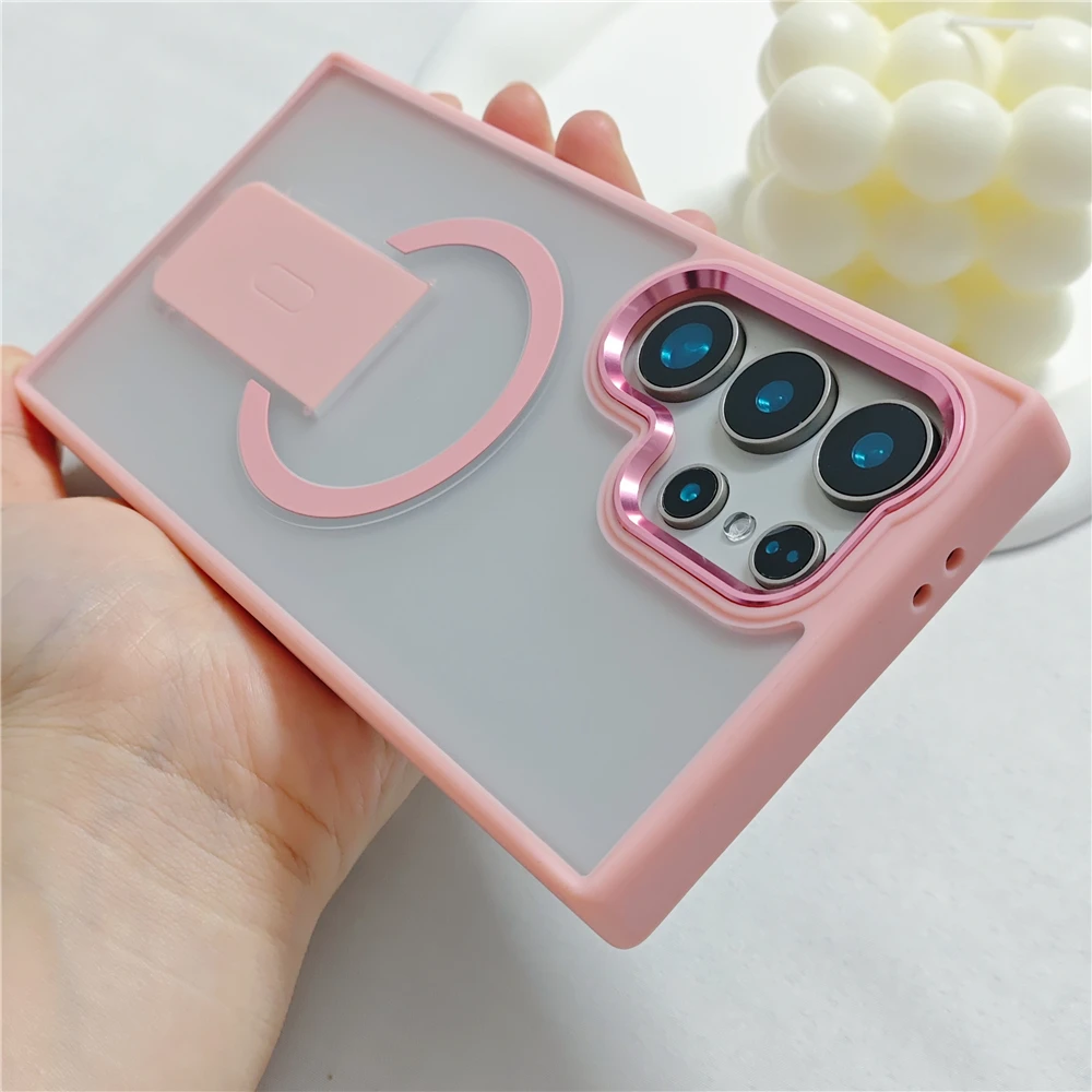 Magsafe Magnetic Stand Foldable Support Phone Case with Hard Matte Back Cover