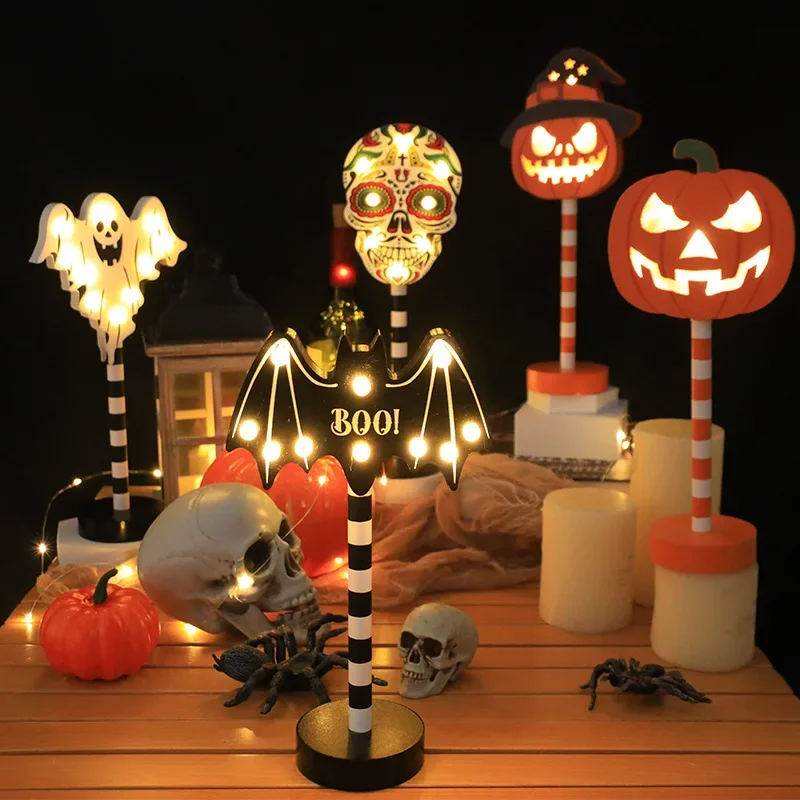 Spooky Halloween LED Pumpkin Ghost Night Light – Battery Powered Waterproof Ambiance Decor for Outdoor & Indoor Festivities