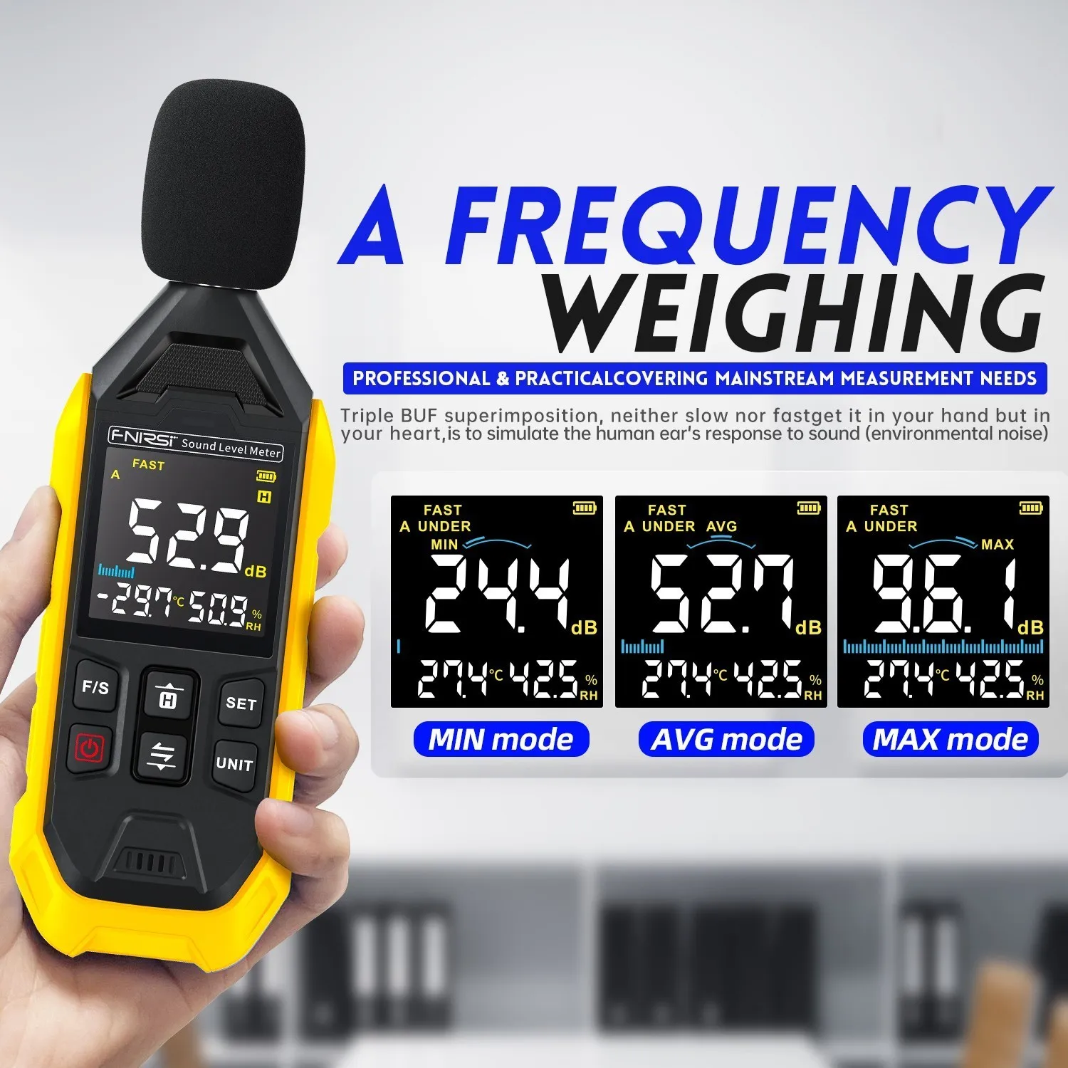 FNIRSI FDM01 Digital Sound Level Meter Audio Level Meter  Sound Meter Decibelimetro 30-130dB Decibel Meter Portable Noise Meter 3