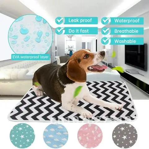 

Washable Waterproof Reusable Pet Mat for Dogs, Animal Training Pad, Urine Absorbent Underpad, Puppy Accessories